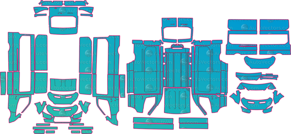 Ford Transit Medium,Long high roof (2014-2019) Van – pre-cut PPF pattern templates, instant digital download vector cut files (CDR, AI, PDF, SVG)