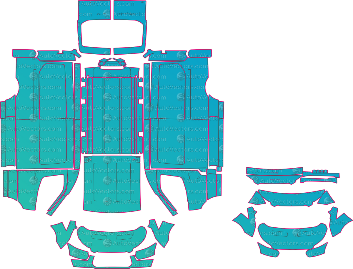Ford Transit V363 Medium Long (2014-2019) Van – pre-cut PPF pattern templates, instant digital download vector cut files (CDR, AI, PDF, SVG)