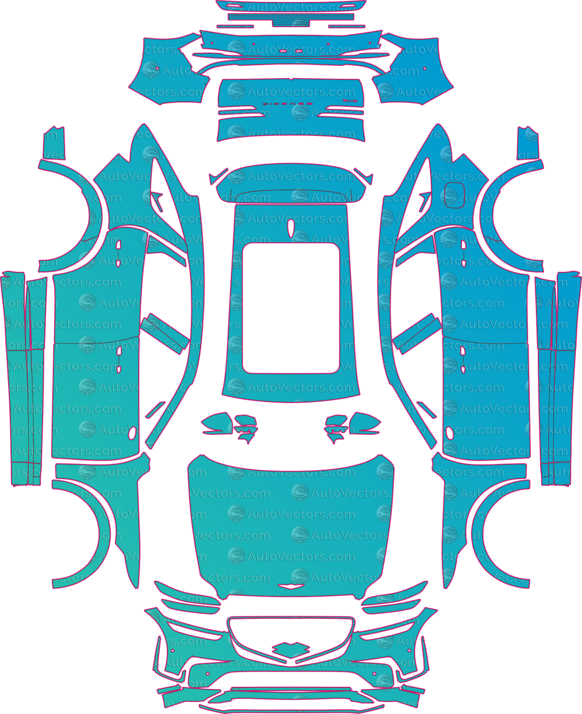 Genesis GV70 Electrified Base (From 2026) SUV pre-cut PPF pattern layout
