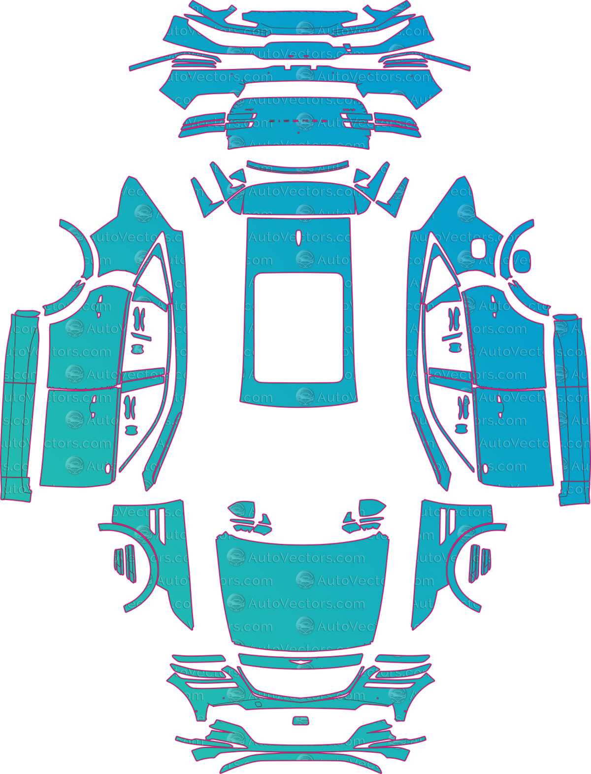 Genesis GV80 3.0D-3.5T-2.5T (From 2021) SUV pre-cut PPF pattern layout