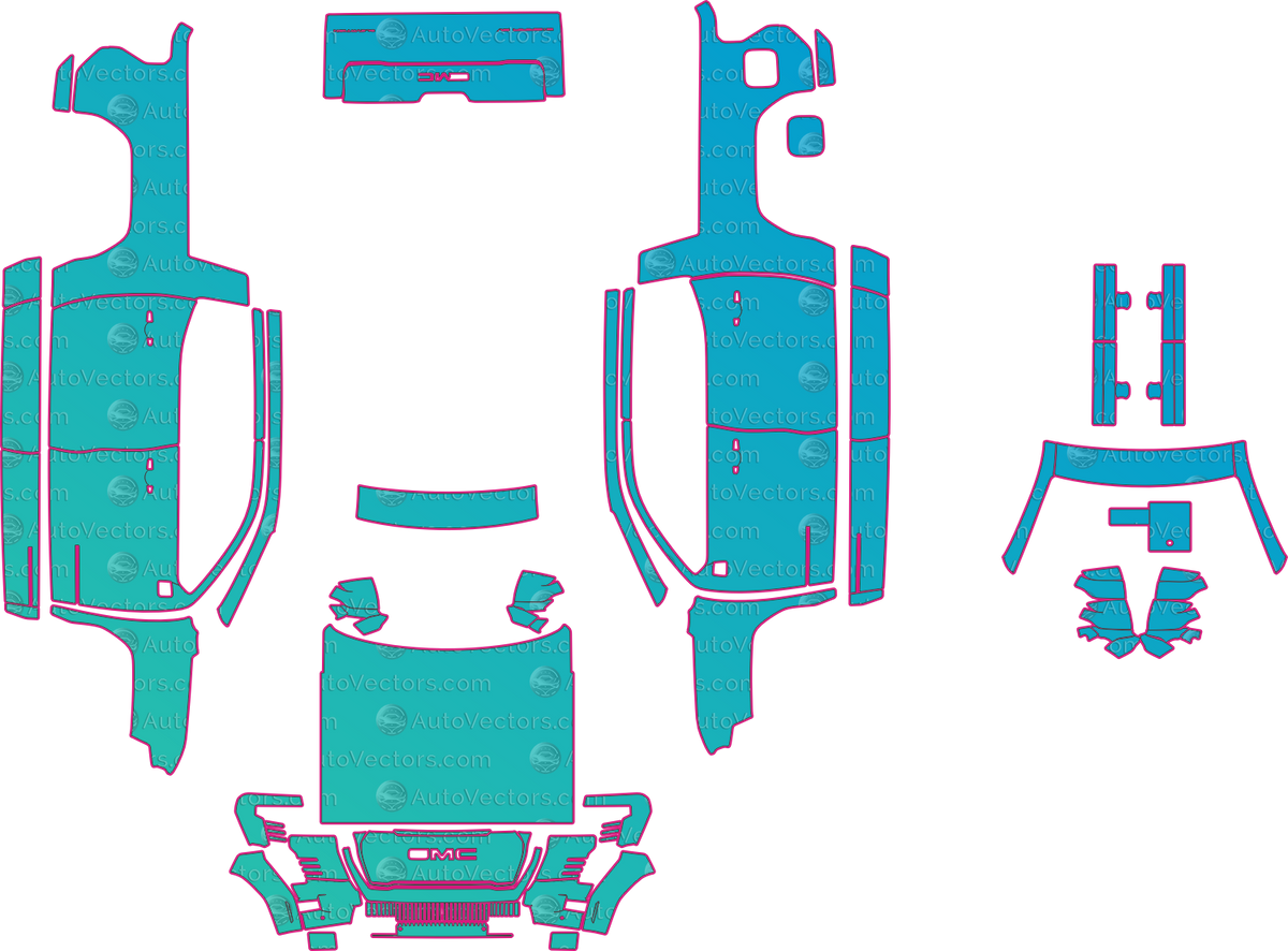 GMC Sierra EV Elevation Extended Range (From 2026) Pickup pre-cut PPF pattern layout