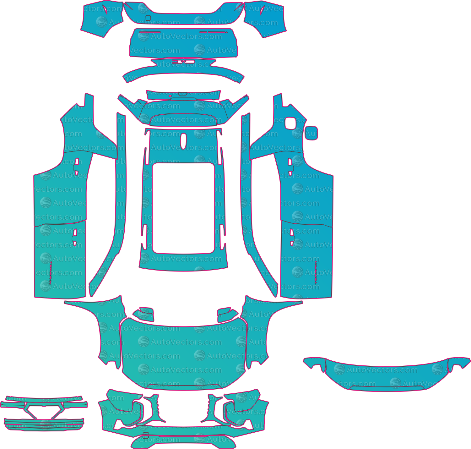 GMC Terrain (From 2025) SUV – pre-cut PPF pattern templates, instant digital download vector cut files (CDR, AI, PDF, SVG)