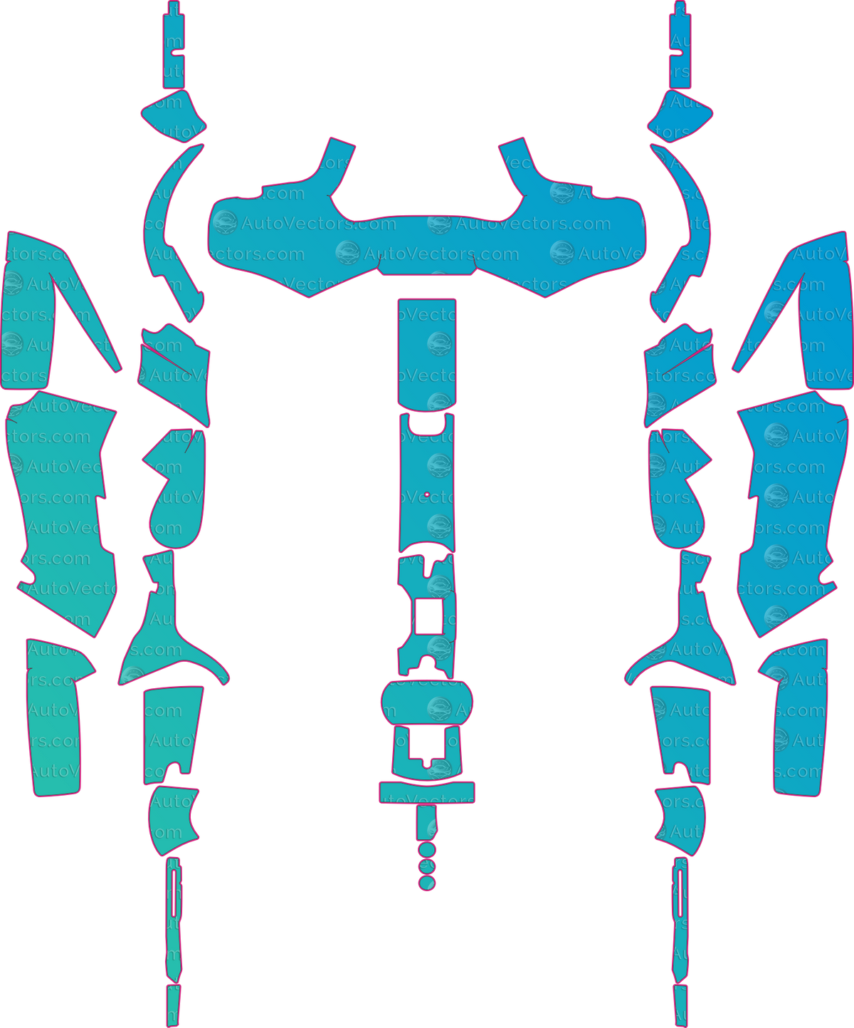 Harley-Davidson Road Glide-ST (From 2014) Moto motorcycle PPF pattern layout