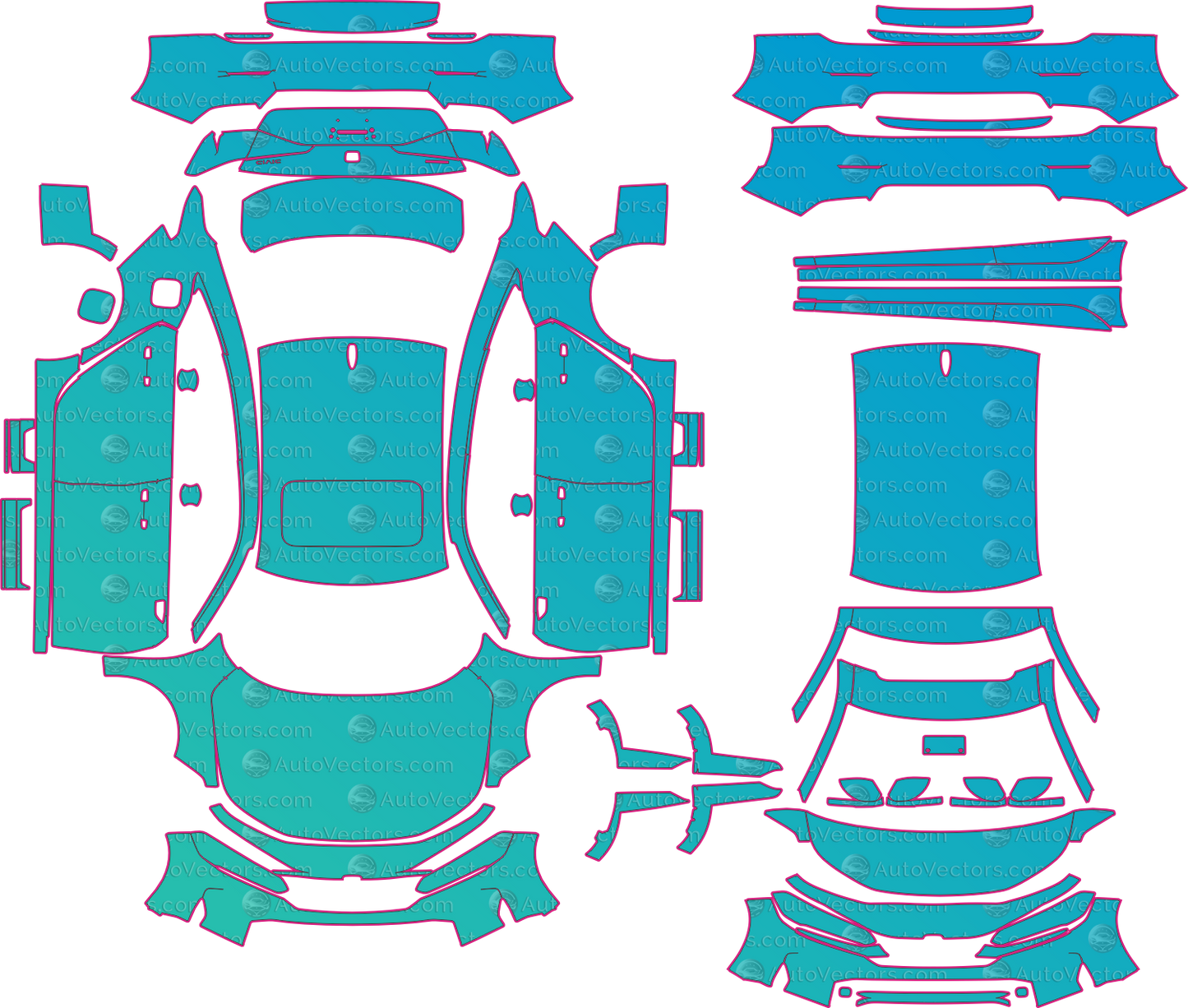 Honda Civic FE4 Sport Facelift (From 2025) Sedan Pre-Cut PPF Pattern Templates – pre-cut PPF pattern templates, digital download vector files (CDR, AI, PDF, DXF, SVG)
