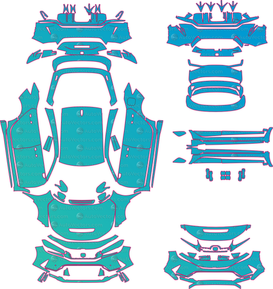 Honda Civic Type R FL5 (From 2023) Hatchback Pre-Cut PPF Pattern Templates – pre-cut PPF pattern templates, digital download vector files (CDR, AI, PDF, DXF, SVG)