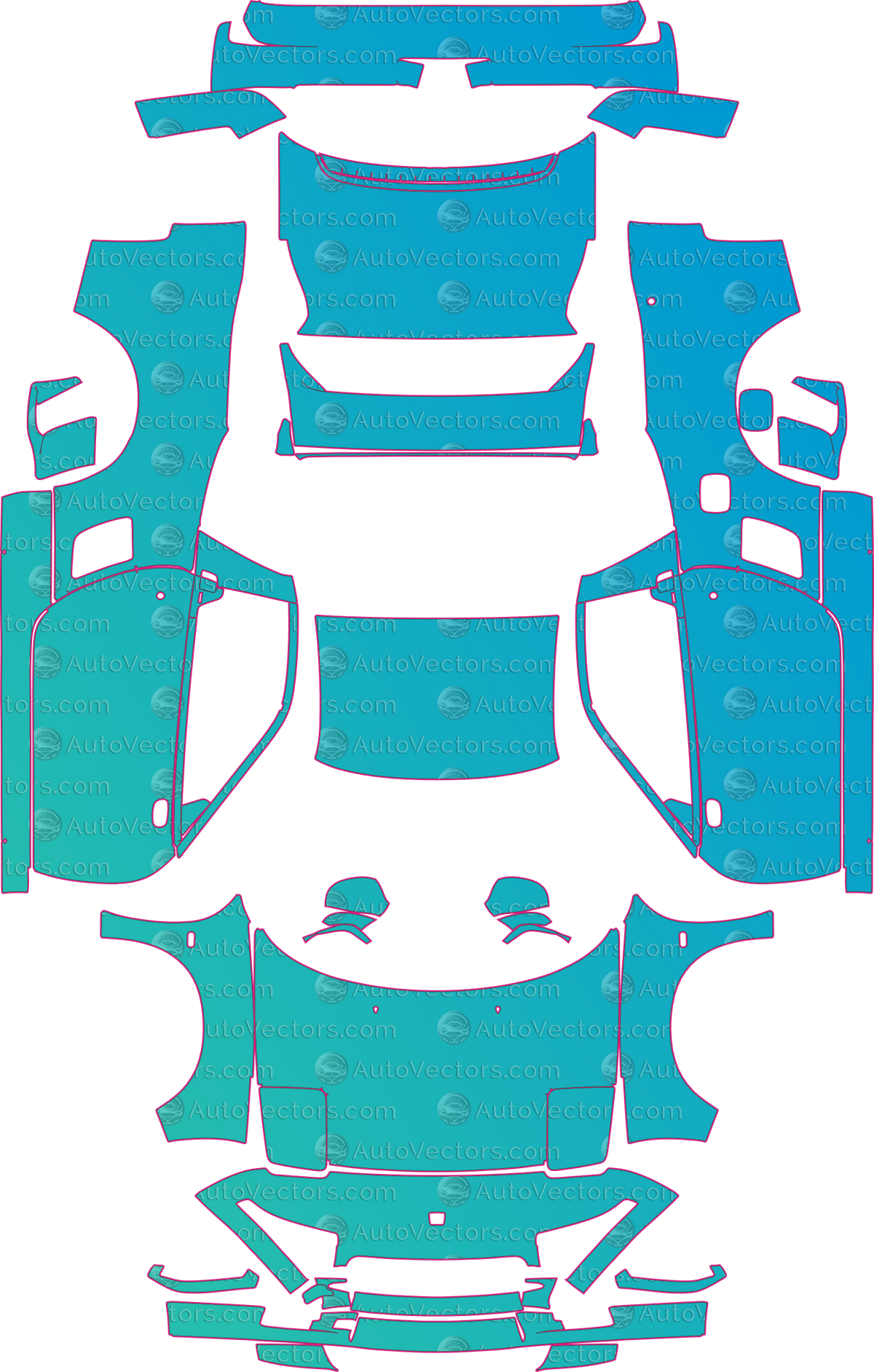Honda NSX-R (1993-2005) Coupe – pre-cut PPF pattern templates, instant digital download vector cut files (CDR, AI, PDF, SVG)