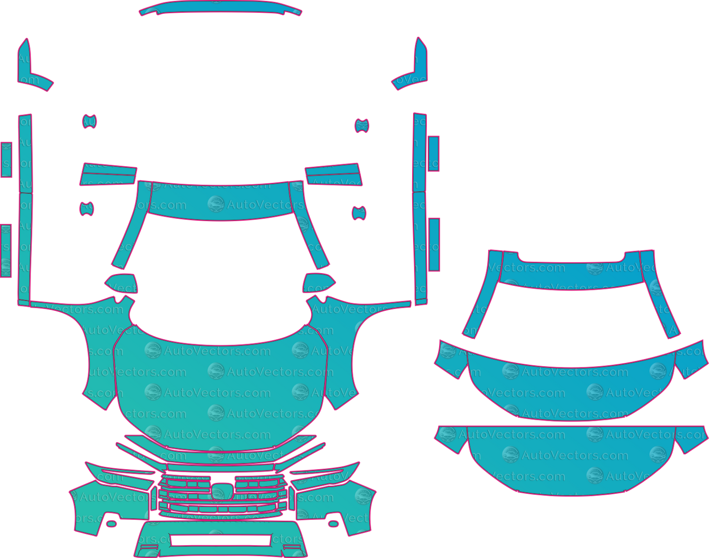 Honda Pilot Touring (From 2026) SUV Pre-Cut PPF Pattern Templates – pre-cut PPF pattern templates, digital download vector files (CDR, AI, PDF, DXF, SVG)