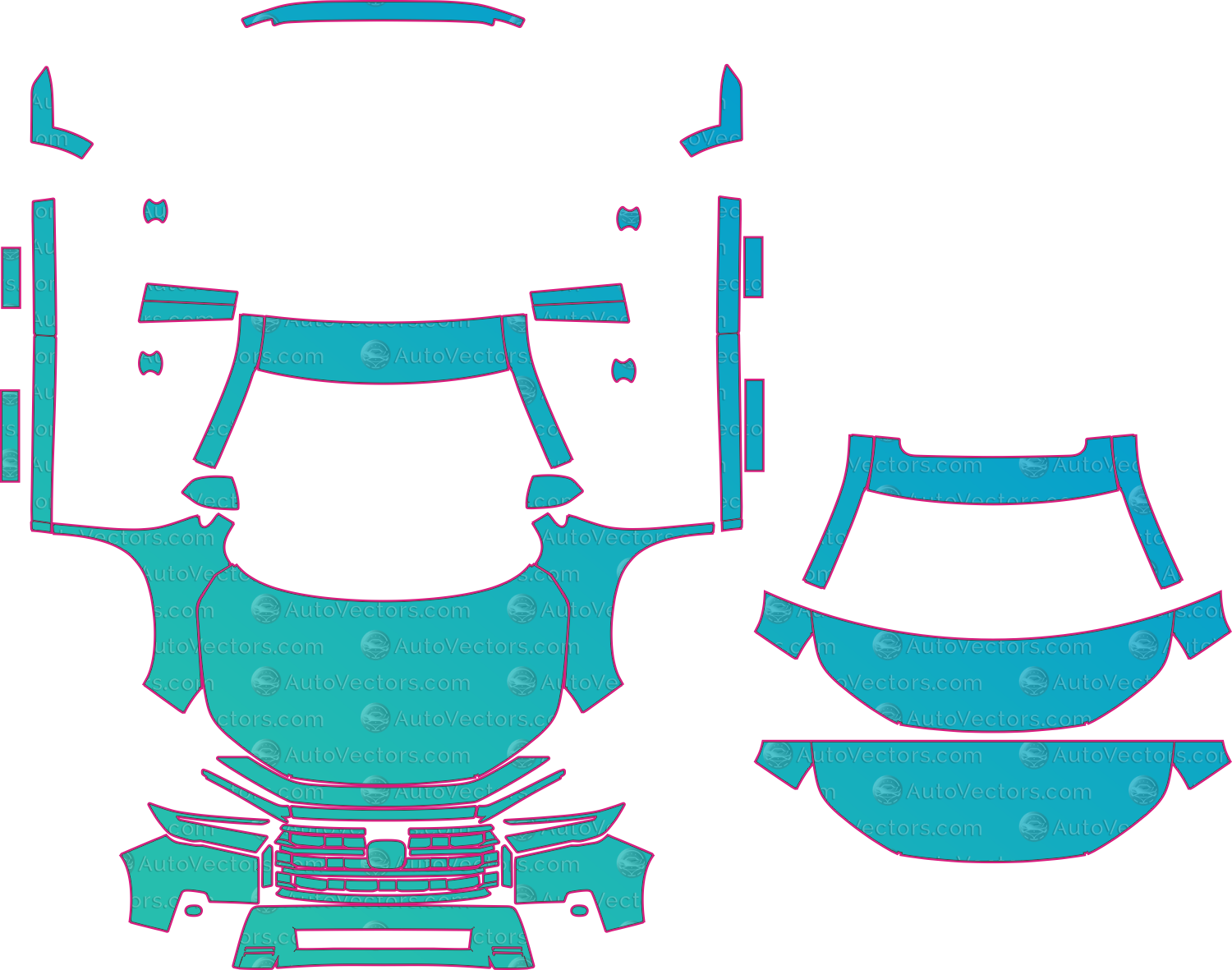 Honda Pilot Touring (From 2026) SUV Pre-Cut PPF Pattern Templates – pre-cut PPF pattern templates, digital download vector files (CDR, AI, PDF, DXF, SVG)