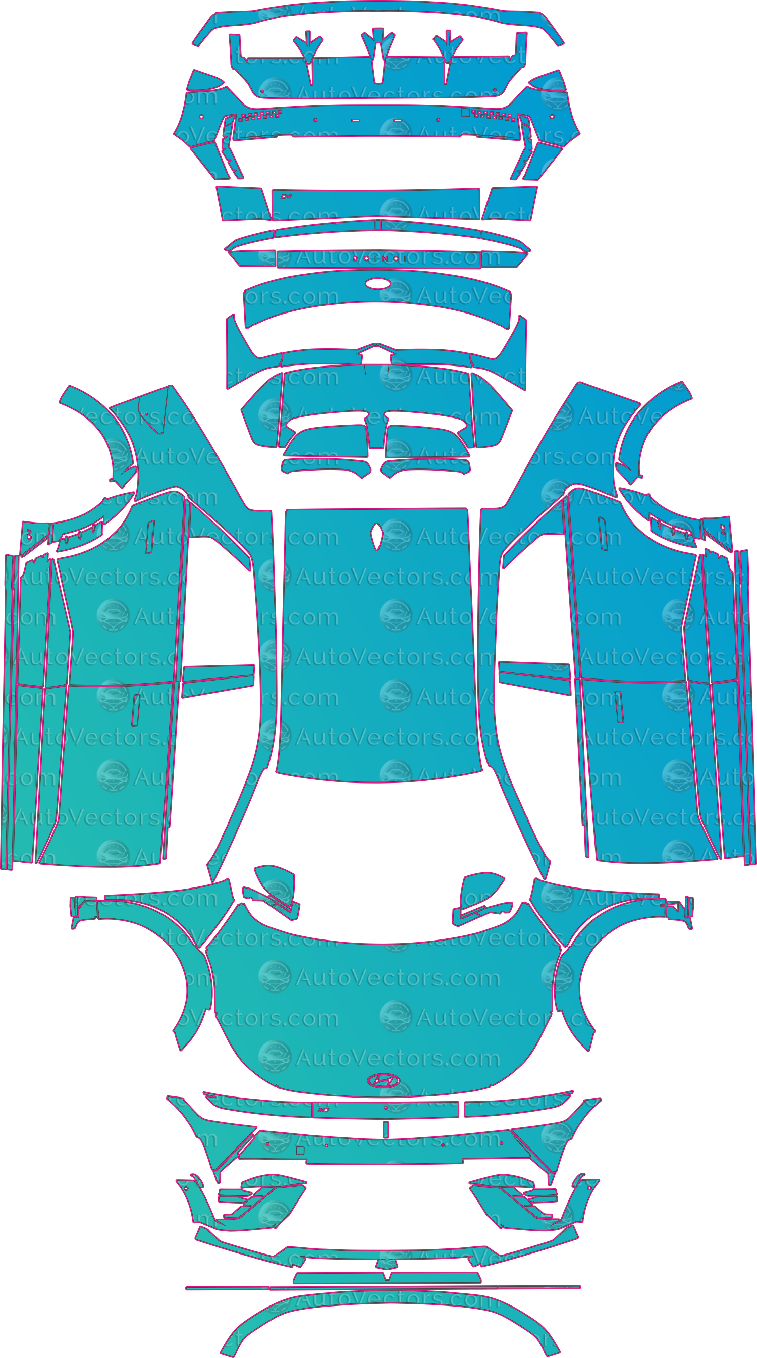 Hyundai Ioniq 5 NE N (From 2024) SUV Pre-Cut PPF Pattern Templates – pre-cut PPF pattern templates, digital download vector files (CDR, AI, PDF, DXF, SVG)