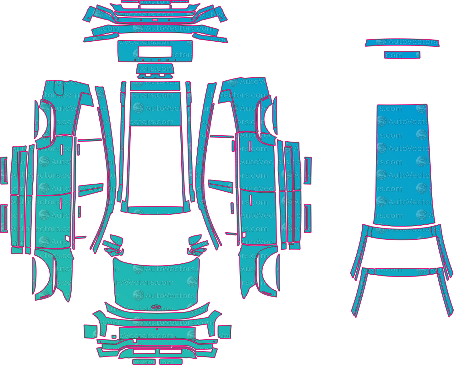 Hyundai Ioniq 9 ME1 Limited (From 2026) SUV Pre-Cut PPF Pattern Templates – pre-cut PPF pattern templates, digital download vector files (CDR, AI, PDF, DXF, SVG)