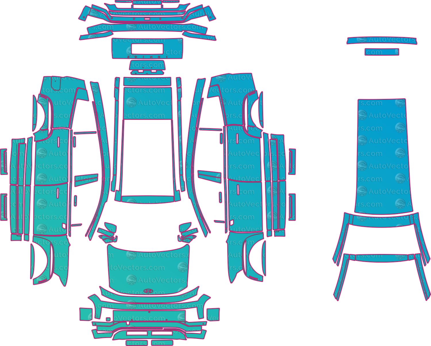 Hyundai Ioniq 9 ME1 Limited (From 2026) SUV Pre-Cut PPF Pattern Templates – pre-cut PPF pattern templates, digital download vector files (CDR, AI, PDF, DXF, SVG)
