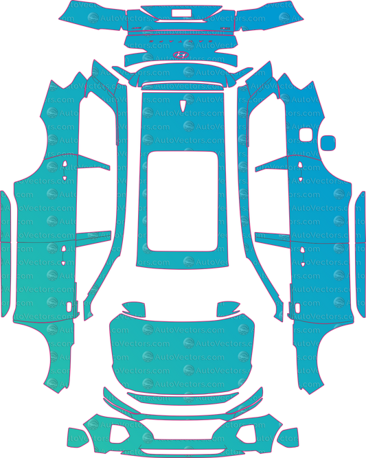 Hyundai Santa Fe TM Base (From 2019) SUV – pre-cut PPF pattern templates, instant digital download vector cut files (CDR, AI, PDF, SVG)