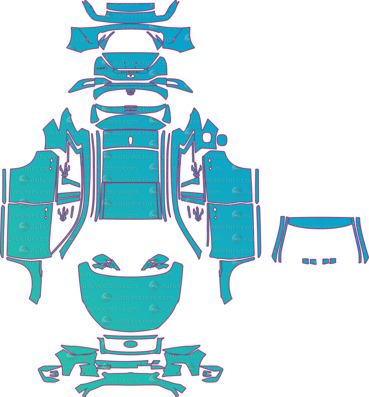 Infiniti QX50 J55 S (From 2022) SUV – pre-cut PPF pattern templates, instant digital download vector cut files (CDR, AI, PDF, SVG)