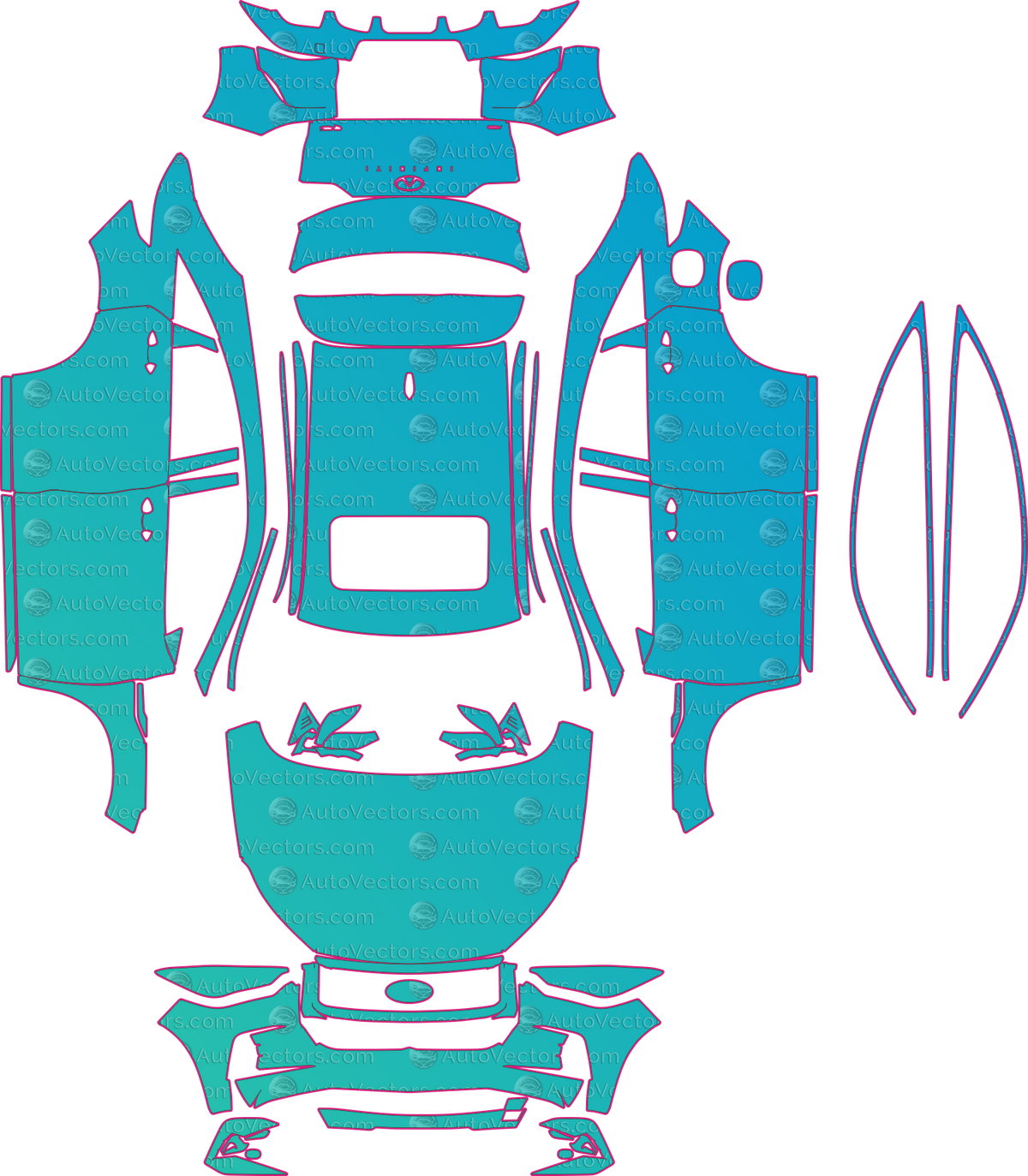 Infiniti QX55 Base (From 2022) SUV – pre-cut PPF pattern templates, instant digital download vector cut files (CDR, AI, PDF, SVG)