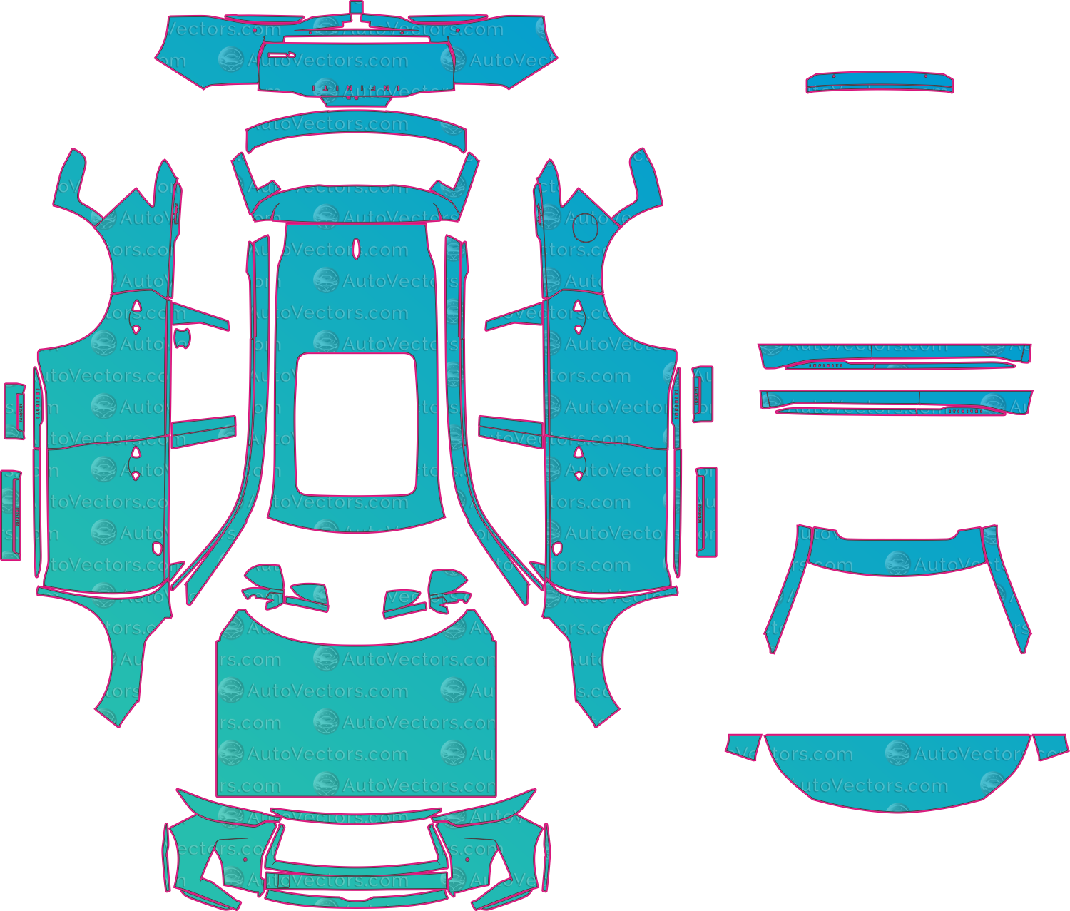 Infiniti QX60 L51 Autograph Facelift (From 2026) SUV Pre-Cut PPF Pattern Templates – pre-cut PPF pattern templates, digital download vector files (CDR, AI, PDF, DXF, SVG)