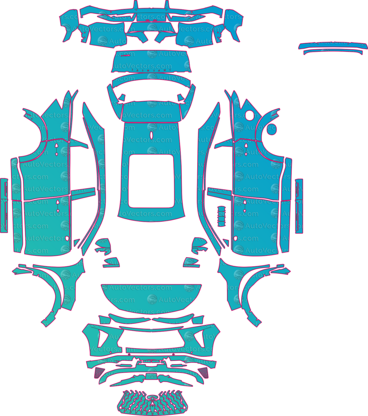 Infiniti QX65 (From 2027) SUV – pre-cut PPF pattern templates, instant digital download vector cut files (CDR, AI, PDF, SVG)