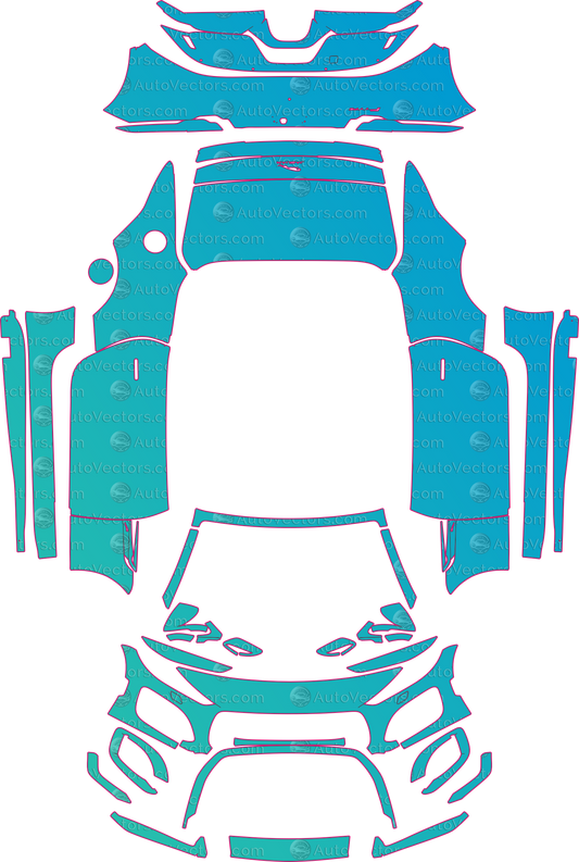 Jaguar F-Type R-Dynamic-First Edition (From 2021) Convertible pre-cut PPF pattern layout