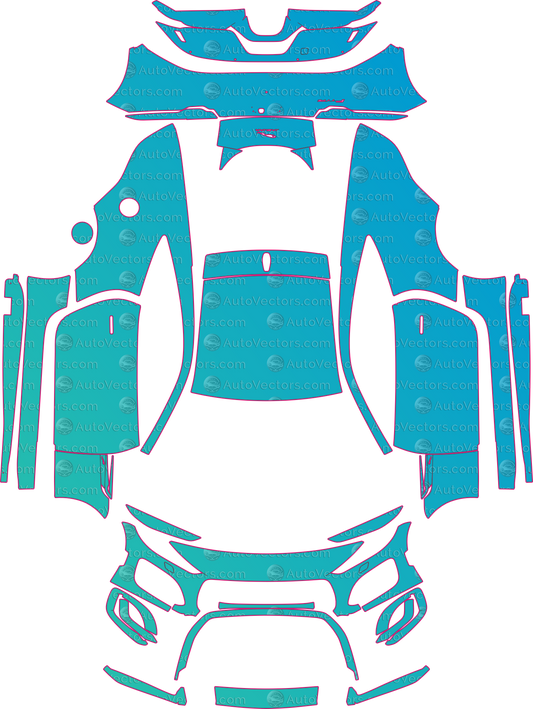Jaguar F-Type R-Dynamic-First Edition (From 2021) Coupe pre-cut PPF pattern layout