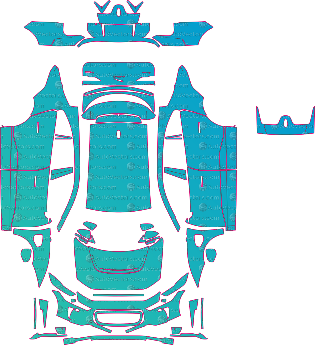 Jaguar I-Pace EV400 (From 2020) SUV pre-cut PPF pattern layout