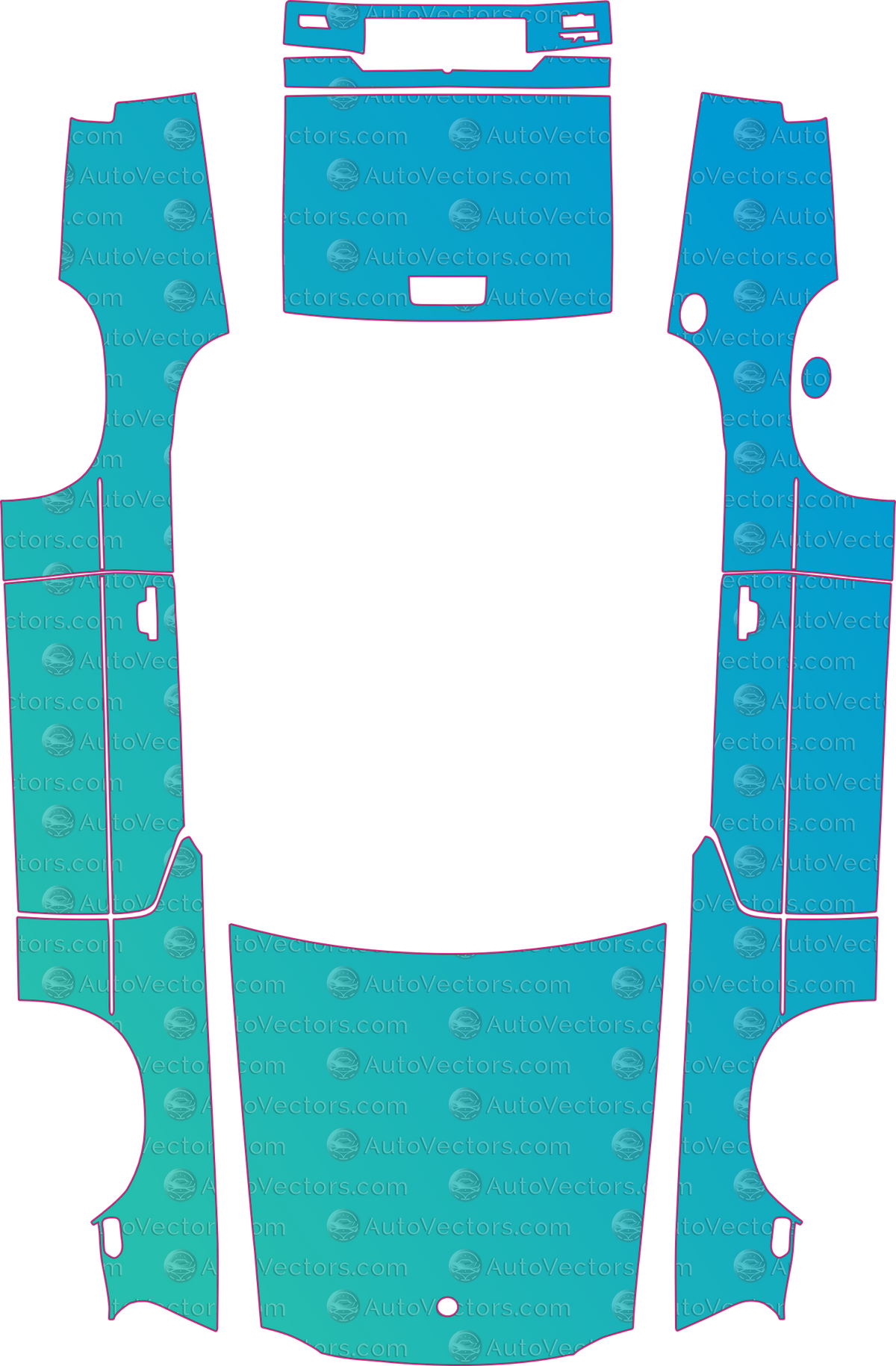 Jaguar XJ-S V12 (From 1990) Convertible pre-cut PPF pattern layout