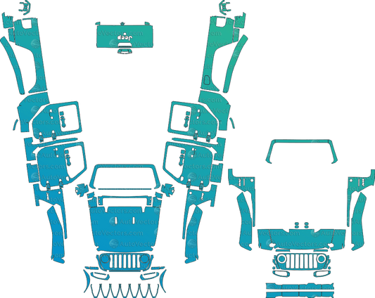 Jeep Gladiator Sport S - Sport JT (From 2020) Pickup Pre - Cut PPF Pattern Templates pre - cut PPF template digital file download