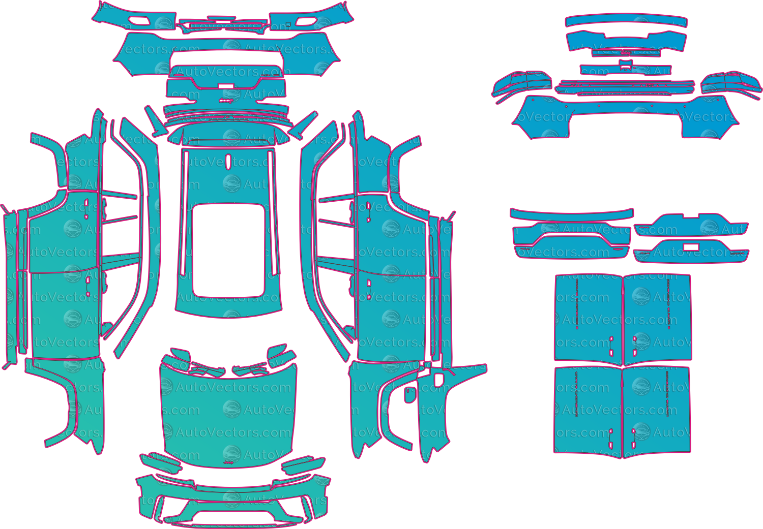 Jeep Grand Cherokee WL (From 2026) SUV Pre-Cut PPF Pattern Templates – pre-cut PPF pattern templates, digital download vector files (CDR, AI, PDF, DXF, SVG)
