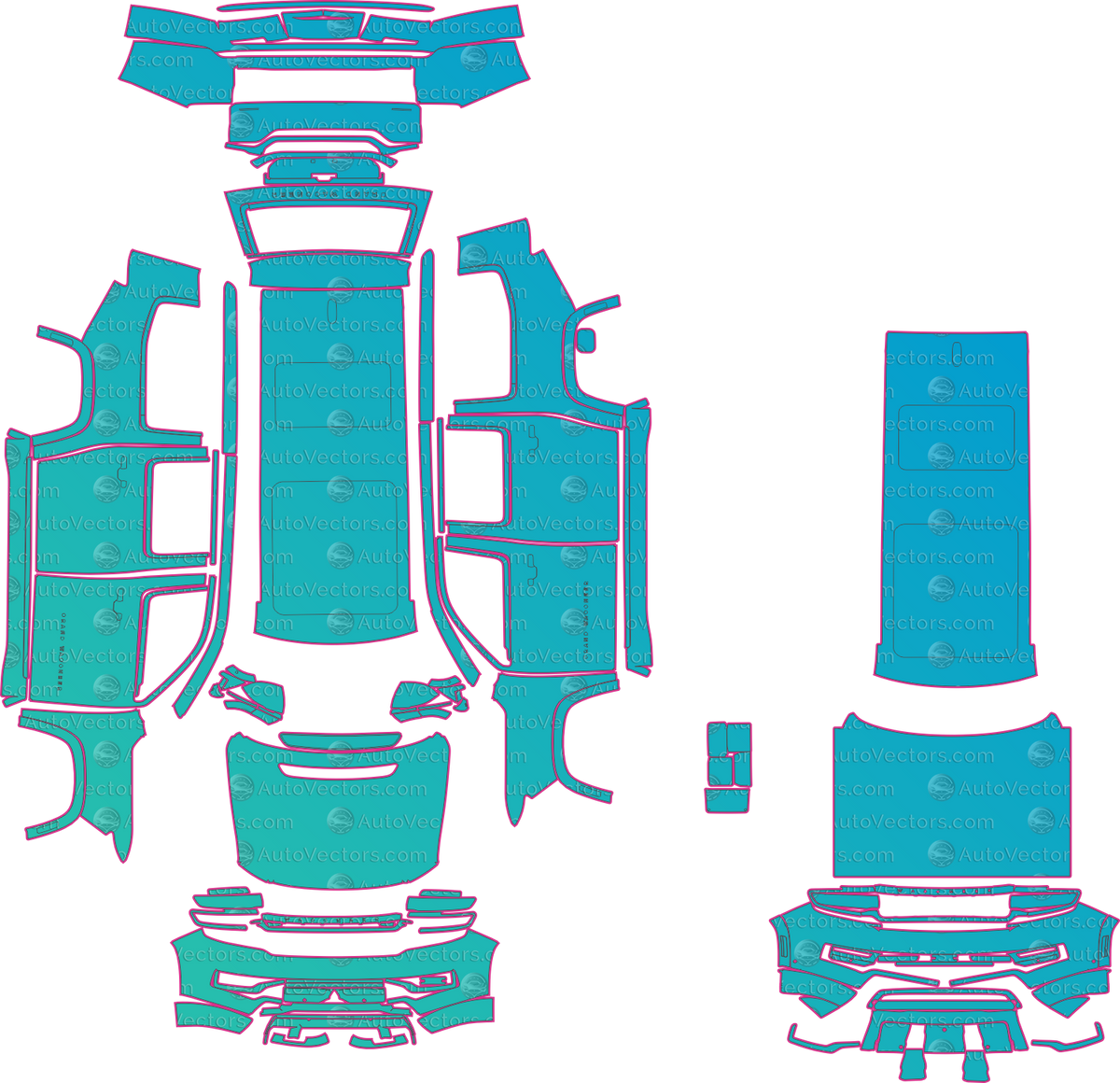 Jeep Grand Wagoneer L (From 2022) SUV – pre-cut PPF pattern templates, instant digital download vector cut files (CDR, AI, PDF, SVG)