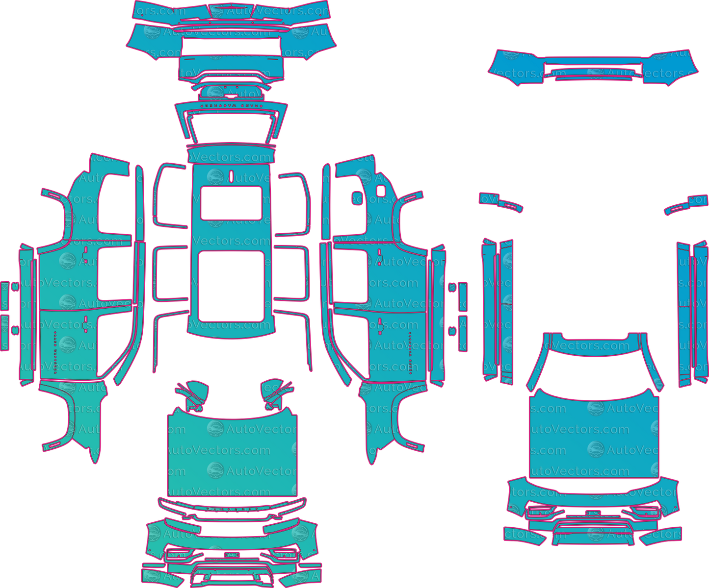 Jeep Grand Wagoneer Series III (From 2025) SUV – pre-cut PPF pattern templates, instant digital download vector cut files (CDR, AI, PDF, SVG)