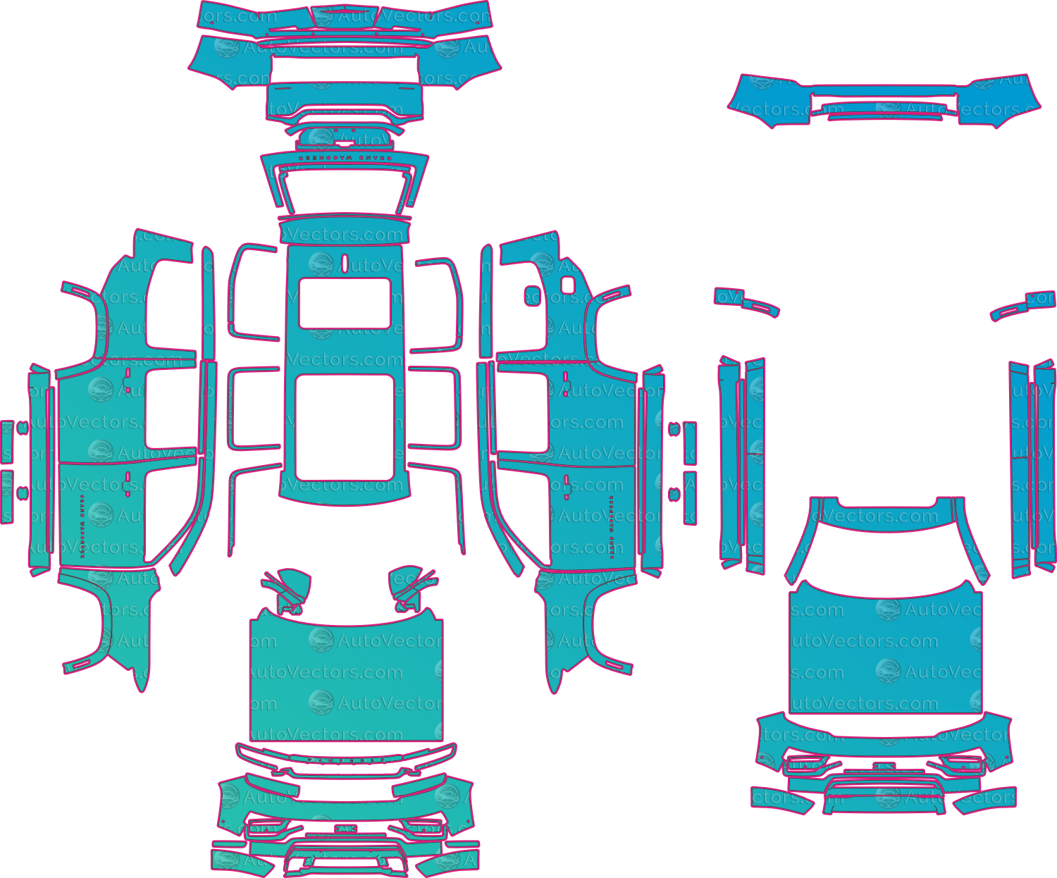 Jeep Grand Wagoneer Series III (From 2025) SUV – pre-cut PPF pattern templates, instant digital download vector cut files (CDR, AI, PDF, SVG)