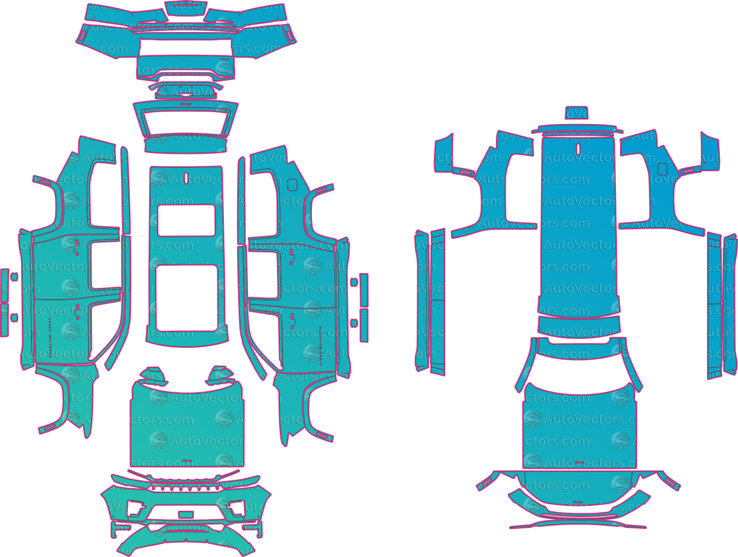 Jeep Grand Wagoneer WS Base (From 2026) SUV – pre-cut PPF pattern templates, instant digital download vector cut files (CDR, AI, PDF, SVG)