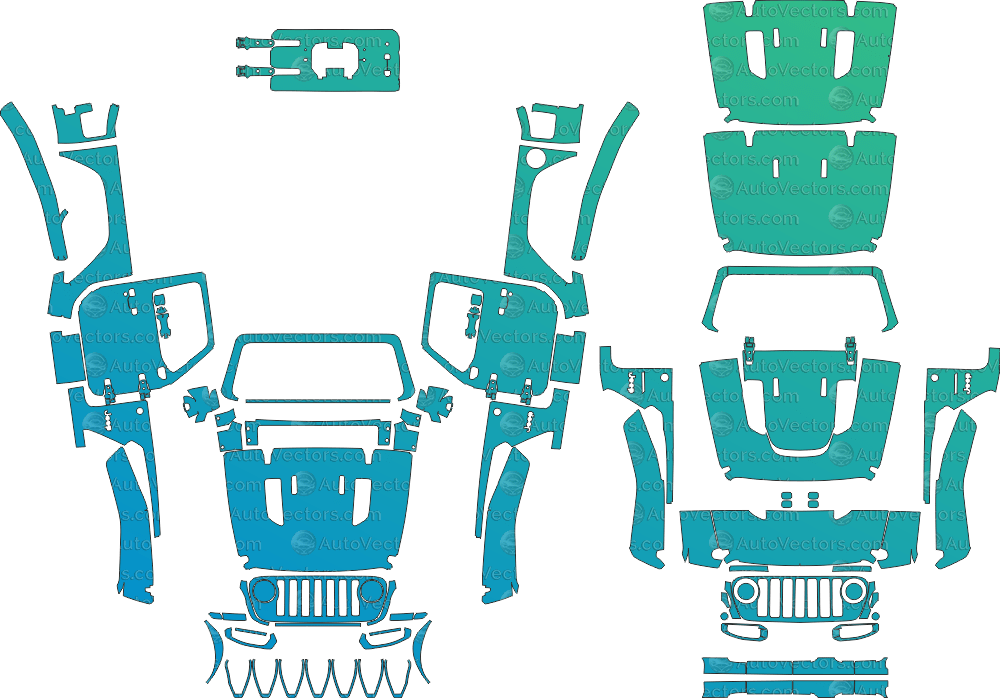 Jeep Wrangler JL Rubicon 2 - Door (From 2018) SUV Pre - Cut PPF Template pre - cut PPF template digital file download