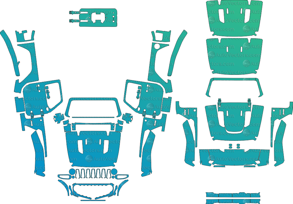Jeep Wrangler JL Rubicon 2 - Door LCI (From 2024) SUV Pre - Cut PPF Template pre - cut PPF template digital file download