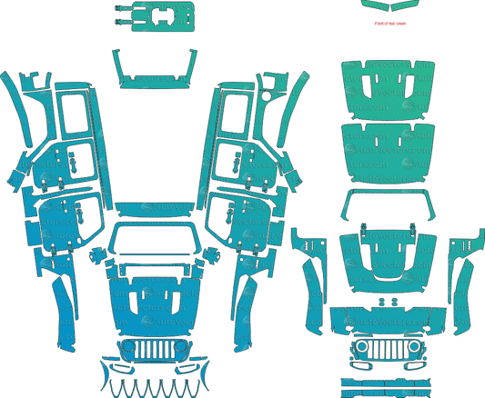 Jeep Wrangler JL Rubicon 4 - door (2018 - 2023) SUV Pre - Cut PPF Pattern Templates pre - cut PPF template digital file download
