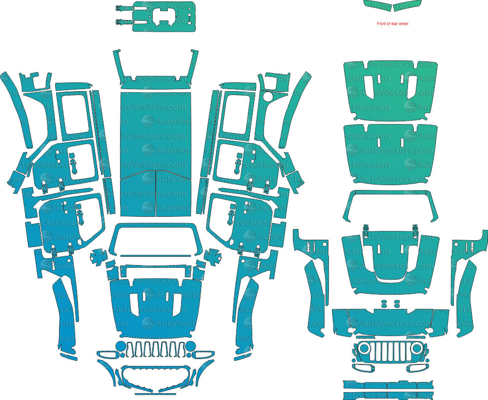 Jeep Wrangler JL Rubicon 4 - Door LCI (From 2024) SUV Pre - Cut PPF Template pre - cut PPF template digital file download