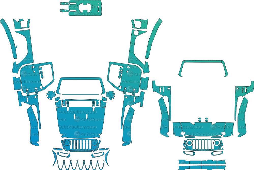 Jeep Wrangler JL Sahara 2 - Door (From 2018) SUV Pre - Cut PPF Template pre - cut PPF template digital file download