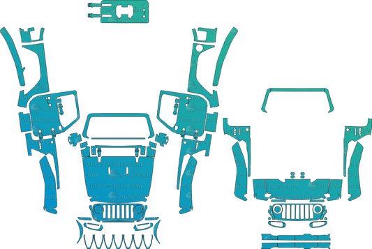 Jeep Wrangler JL Sahara 2 - Door (From 2018) SUV Pre - Cut PPF Template pre - cut PPF template digital file download