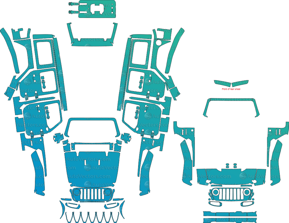 Jeep Wrangler JL Sahara 4-Door (From 2018) SUV pre-cut PPF vector pattern digital download