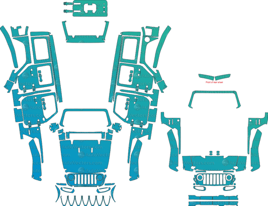 Jeep Wrangler JL Sahara 4 - Door (From 2018) SUV Pre - cut PPF Pattern Templates pre - cut PPF template digital file download