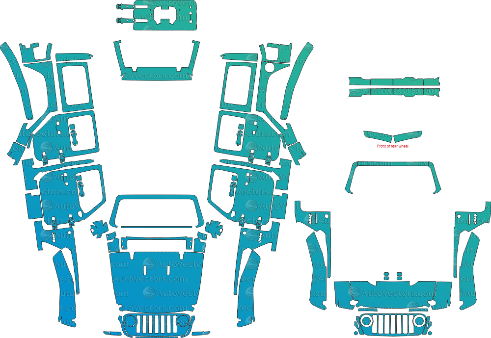 Jeep Wrangler JL Sport 4-Door (From 2018) SUV pre-cut PPF vector pattern digital download