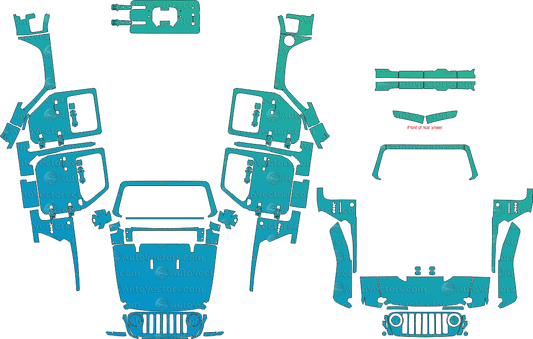 Jeep Wrangler JL Willys 4 - Door (From 2020) SUV Pre - cut PPF Pattern Templates pre - cut PPF template digital file download