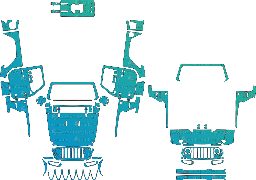 Jeep Wrangler JL Willys & Sport S 2 - Door (From 2018) SUV Pre - Cut PPF Template pre - cut PPF template digital file download