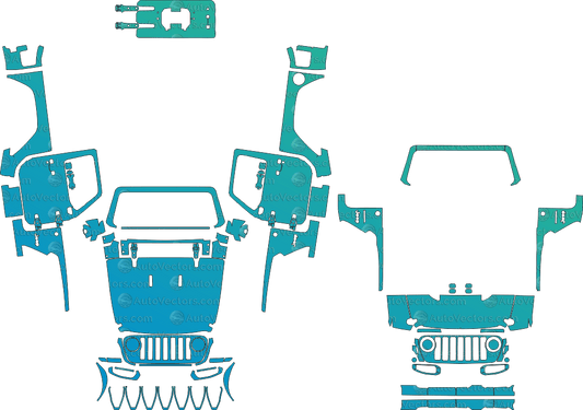 Jeep Wrangler JL Willys & Sport S 2 - Door (From 2018) SUV Pre - Cut PPF Template pre - cut PPF template digital file download