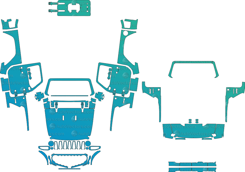 Jeep Wrangler JL Willys & Sport S 2 - Door LCI (From 2024) SUV Pre - Cut PPF Template pre - cut PPF template digital file download