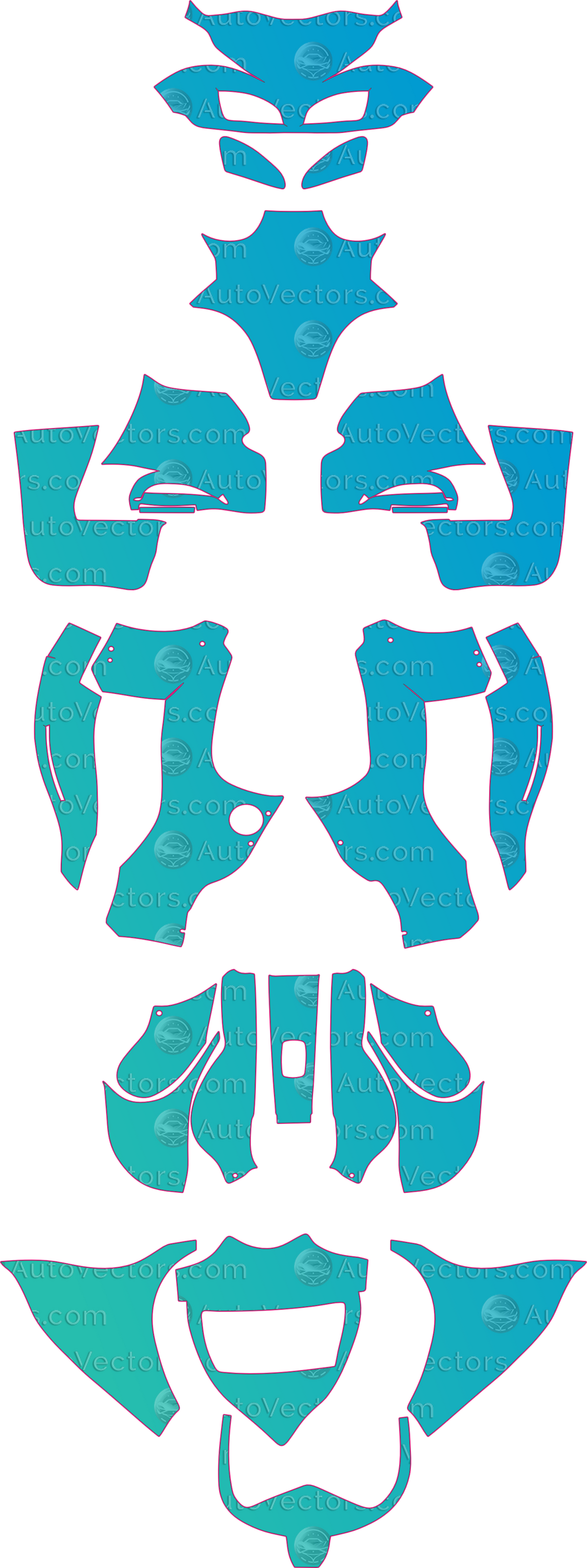 Kaszpir Trike Base (From 2023) Moto – motorcycle pre-cut PPF pattern templates, instant digital download vector cut files (CDR, AI, PDF, SVG)