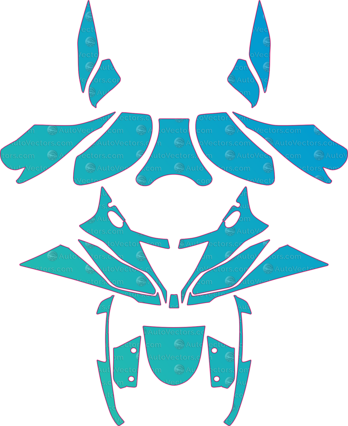 Kawasaki Ninja ZX-6R 636 (From 2015) Moto motorcycle PPF pattern layout
