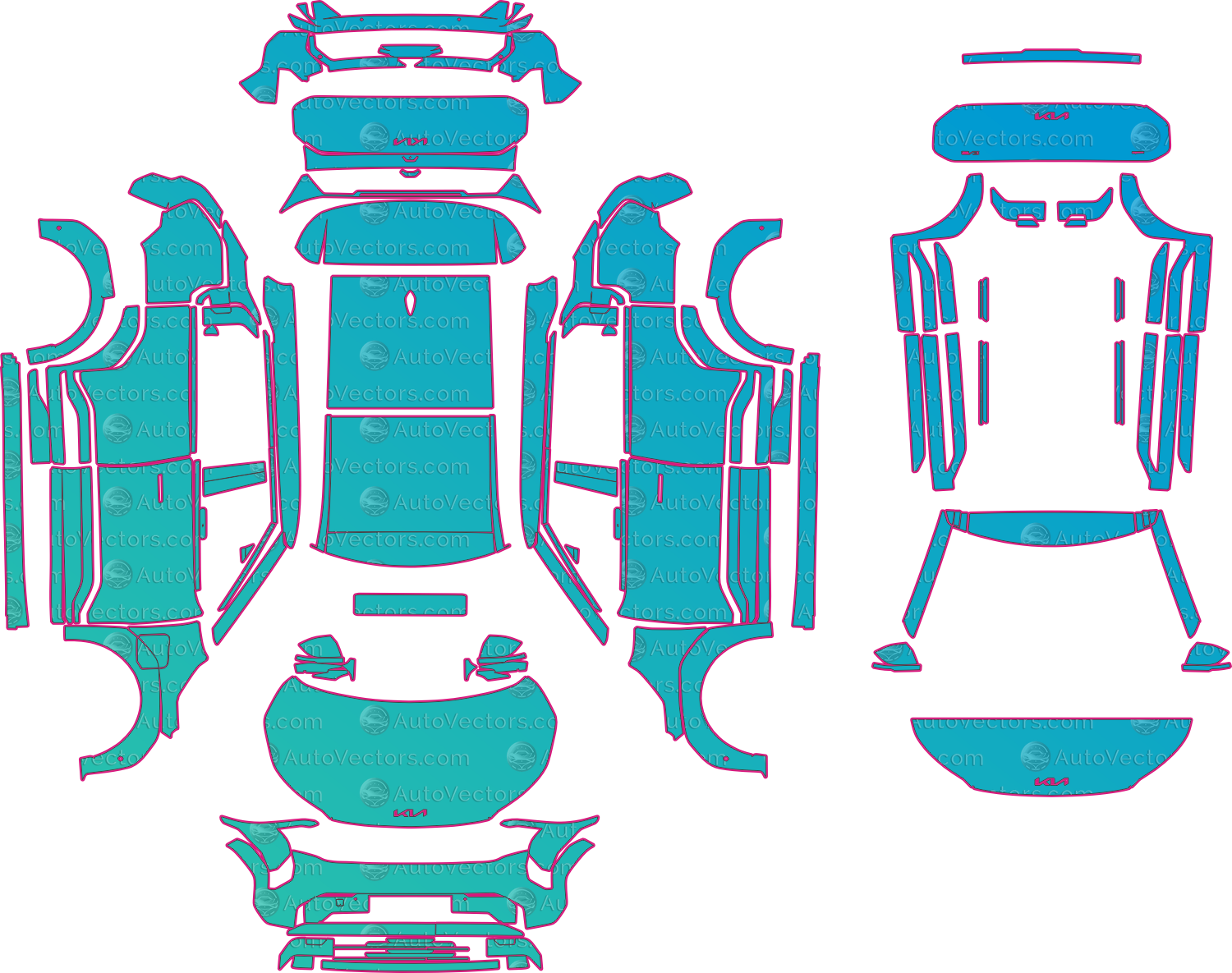 Kia EV3 Air (From 2025) SUV – pre-cut PPF pattern templates, instant digital download vector cut files (CDR, AI, PDF, SVG)
