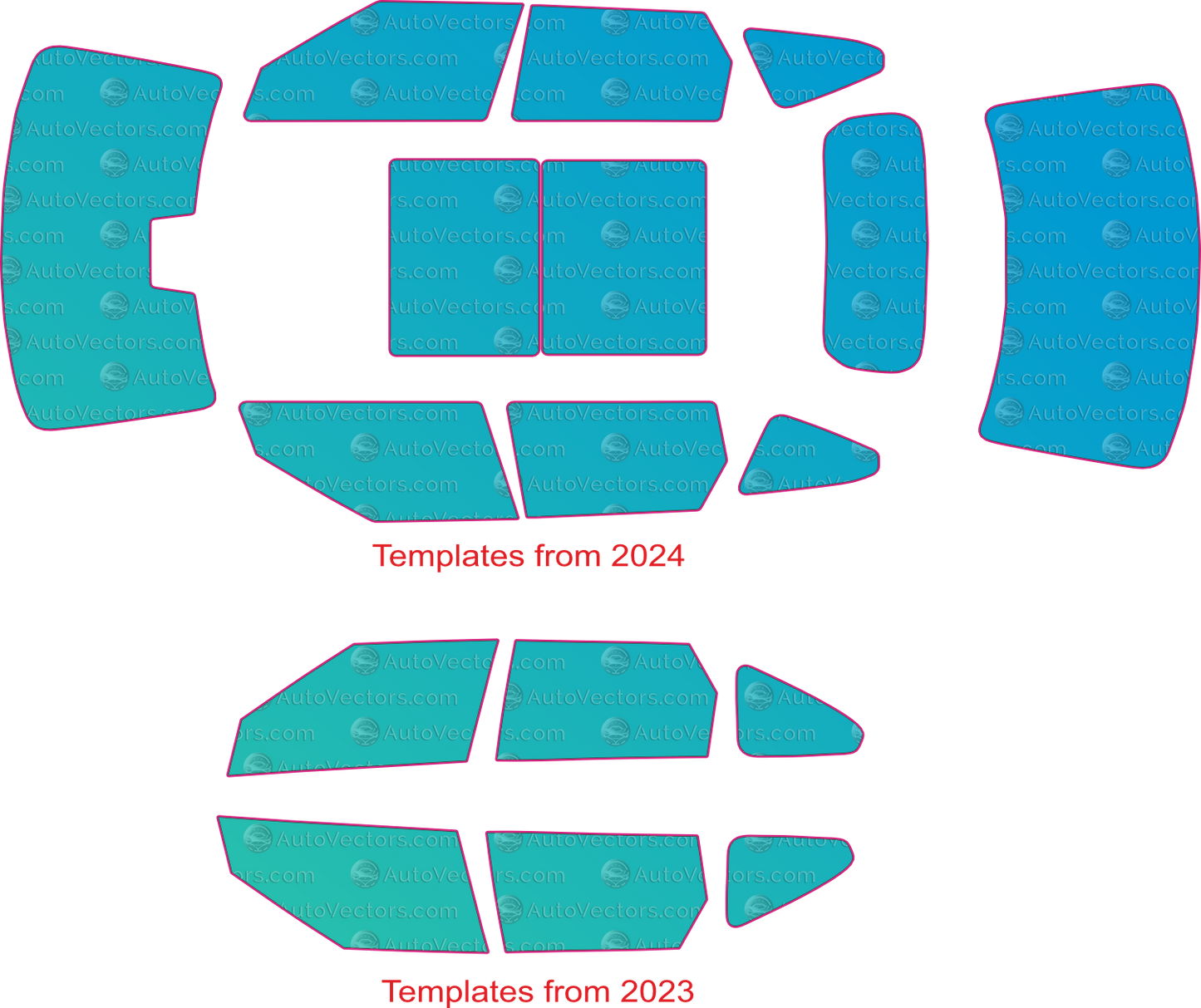 Kia EV5 base (From 2024) SUV Window Tint Pre-cut Templates – window tint pre-cut templates, digital download vector files (CDR, AI, PDF, DXF, SVG)