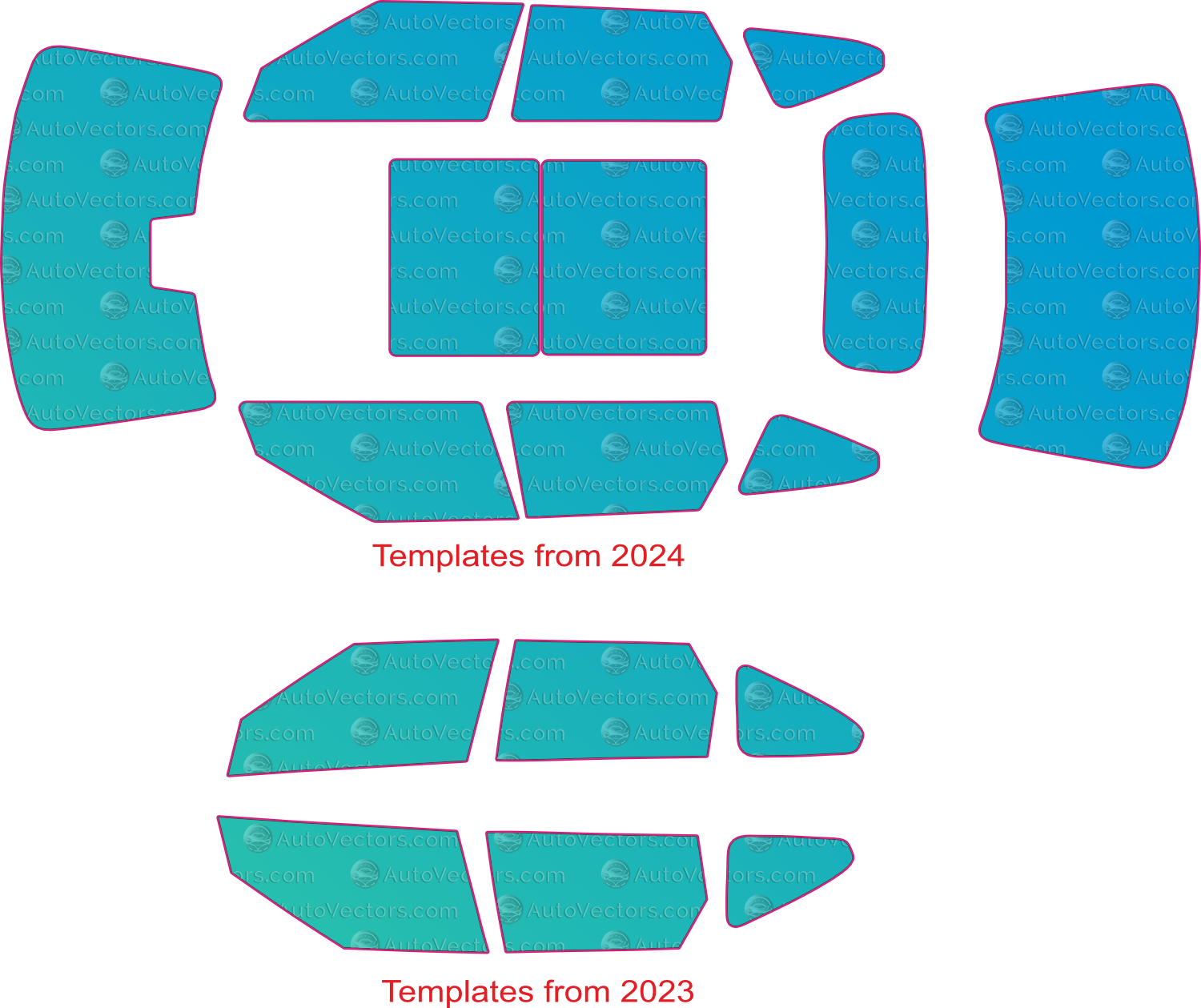 Kia EV5 base (From 2024) SUV Window Tint Pre-cut Templates – window tint pre-cut templates, digital download vector files (CDR, AI, PDF, DXF, SVG)