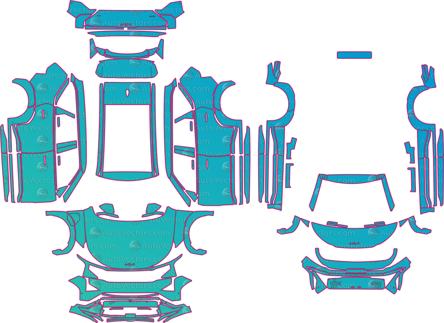 Kia EV5 GT-Line (From 2026) SUV Pre-Cut PPF Pattern Templates – pre-cut PPF pattern templates, digital download vector files (CDR, AI, PDF, DXF, SVG)
