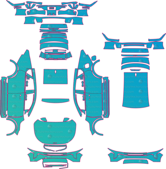 Kia K4 (From 2025) Sedan Pre-Cut PPF Pattern Templates – pre-cut PPF pattern templates, digital download vector files (CDR, AI, PDF, DXF, SVG)
